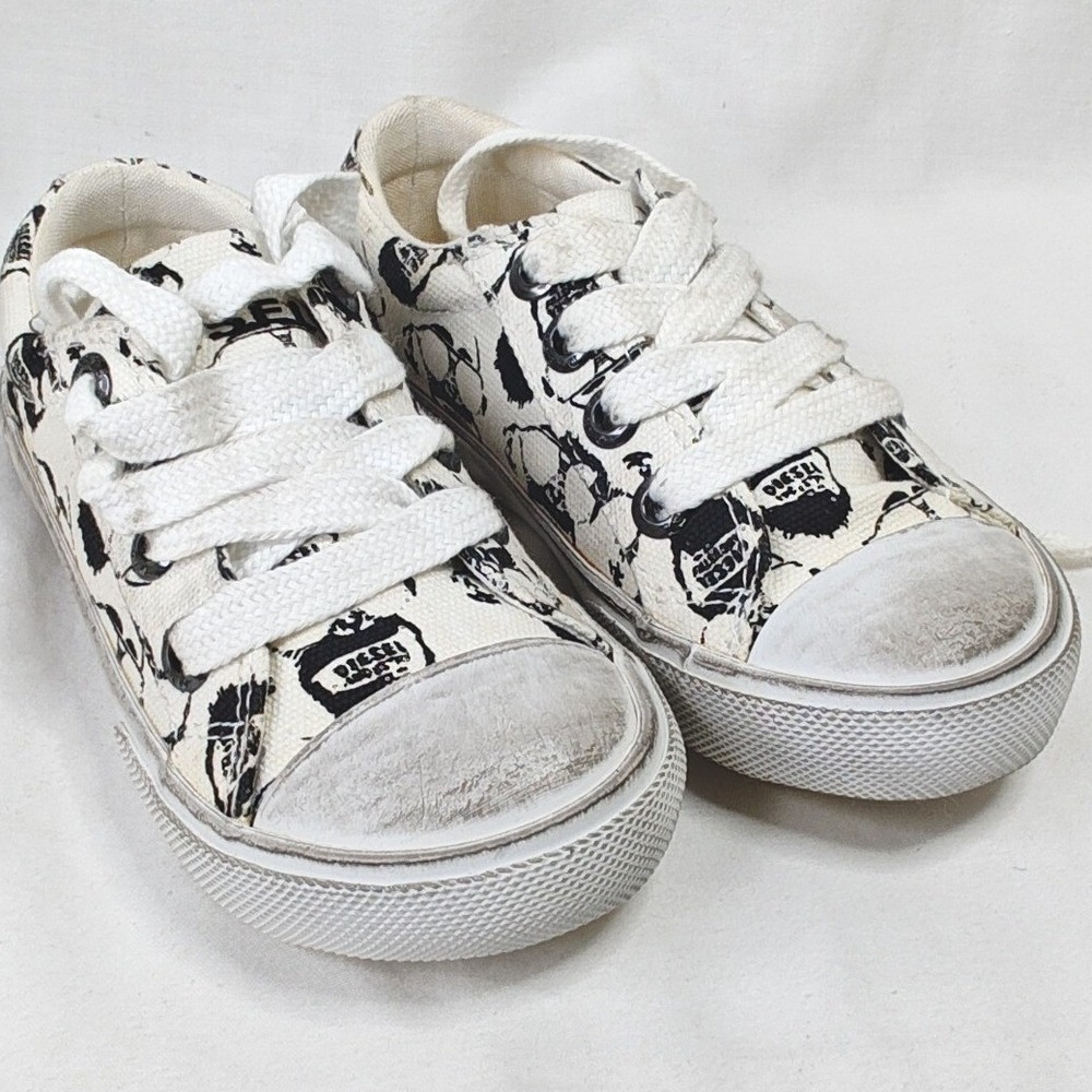 Diesel‎ Sneakers Melting Pot Citizen White Black Graphic Print 7.5 Toddler New